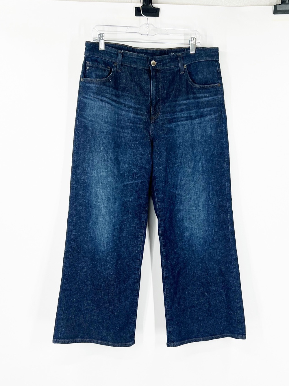 AG Adriano Goldschmied Saige Wide Leg Crop Jeans High Rise Dark Wash